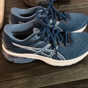 ASICS Women's Navy and White Running Shoes with FlyteFoam Midsole